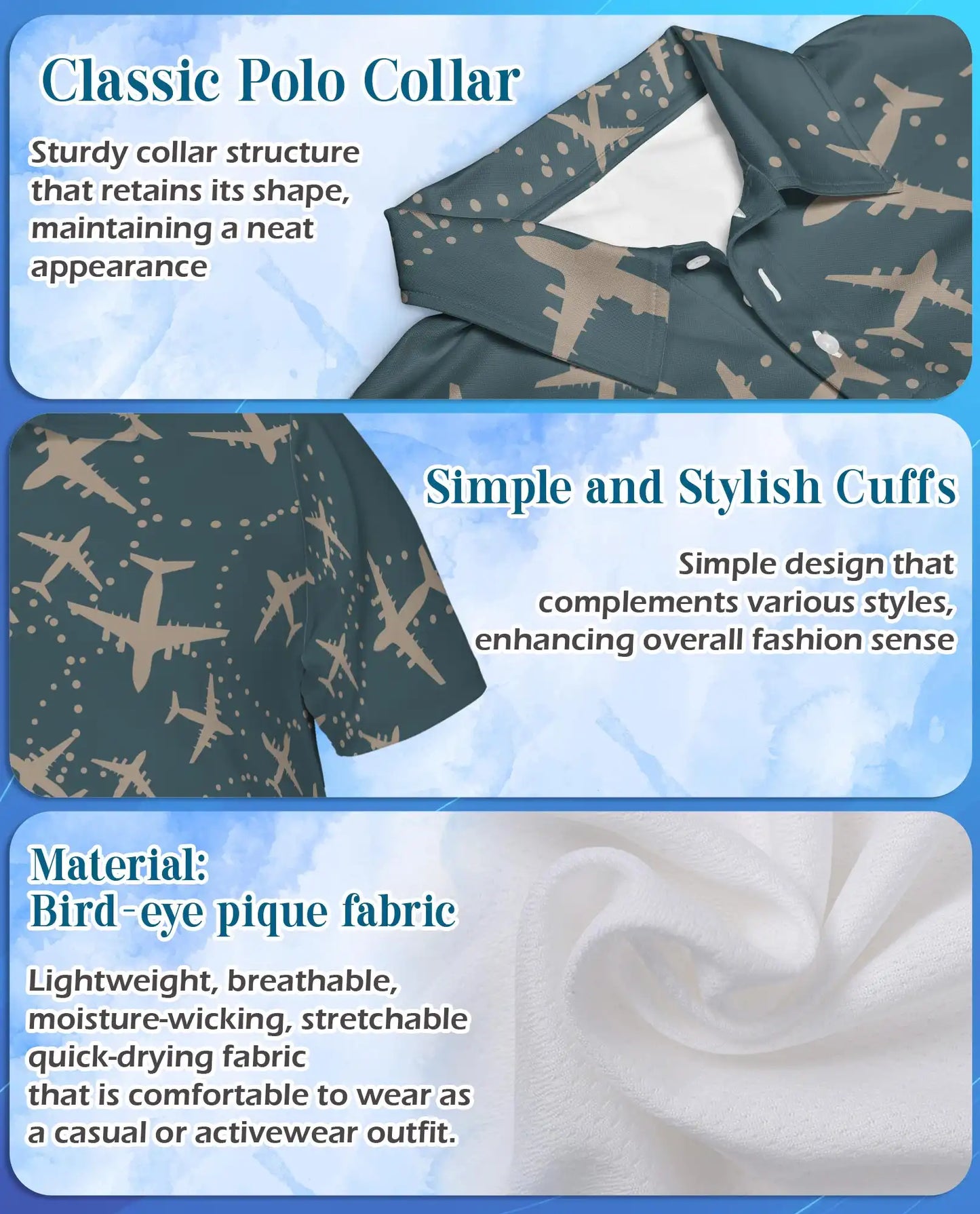 Airplane Polo Shirt - Aviation Travel Flight Route Pattern Design | Netecom