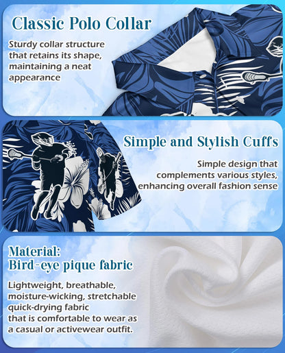 Blue Black Lacrosse Tropical Polo Shirt for Men – Sporty Island Style | Netecom