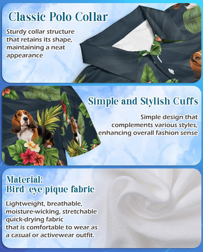 Beagle Tropical Polo Shirt – Floral Leaf Print | Netecom