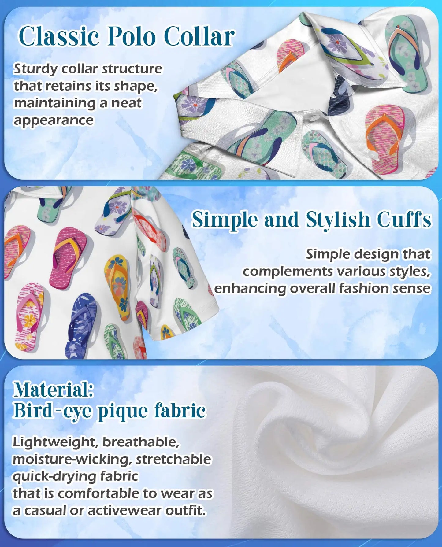 Colorful Flip-Flop Polo Shirt for Men – Summer Beach 3D Print | Netecom