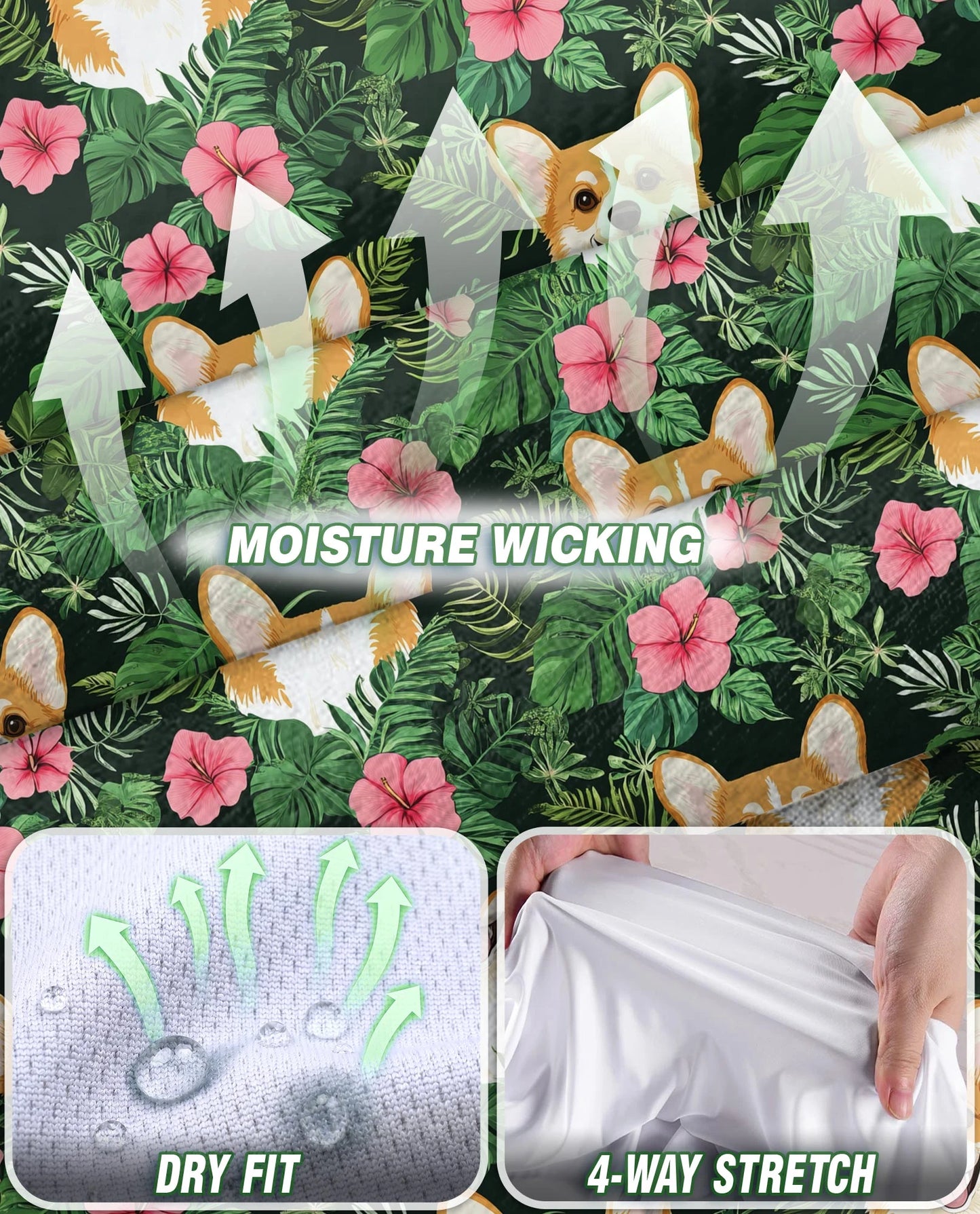 Corgi Love Flower Beach Shirt for Women | Netecom