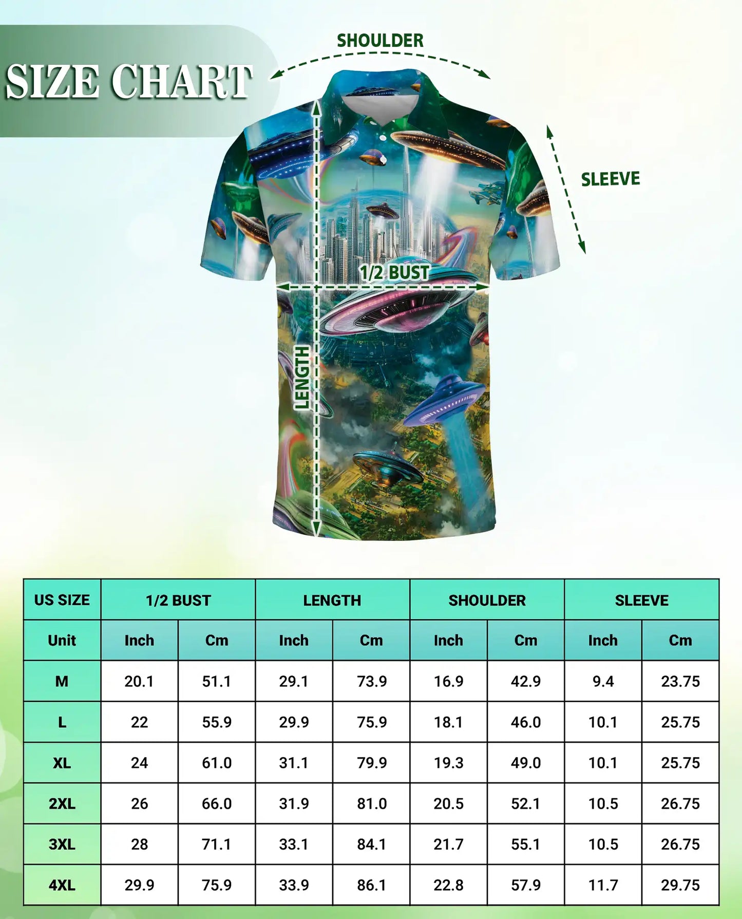 UFO Polo Shirt – Futuristic Sci-Fi City Print | Netecom