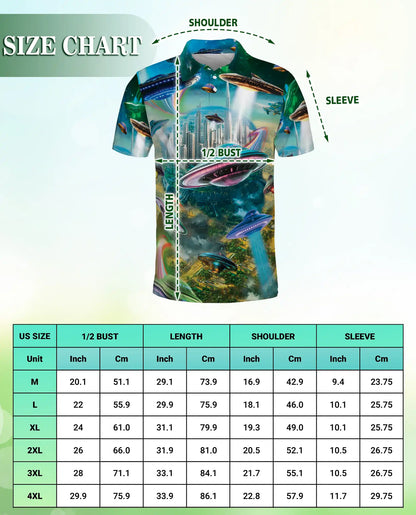 UFO Polo Shirt – Futuristic Sci-Fi City Print | Netecom