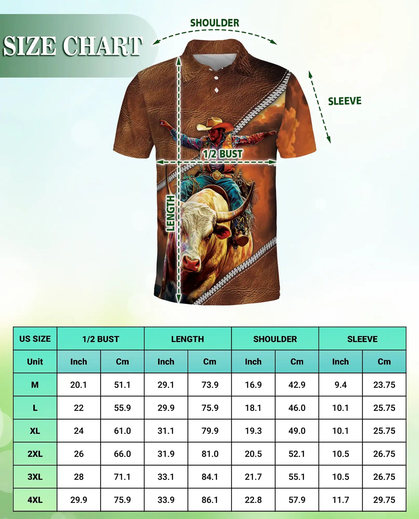 Cowboy Bull Riding 3D Polo Shirt for Men – Western Rodeo Ranch Style | Netecom