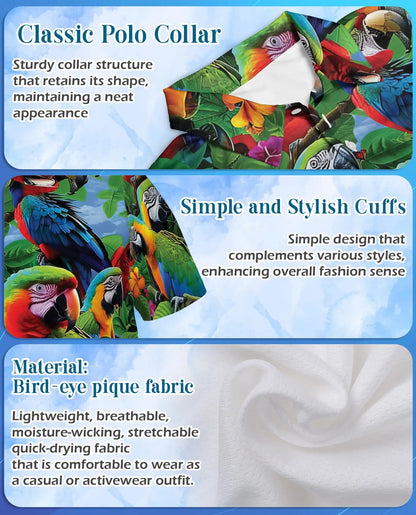 Tropical Parrot Polo Shirt for Men – Island Vacation Style | Netecom