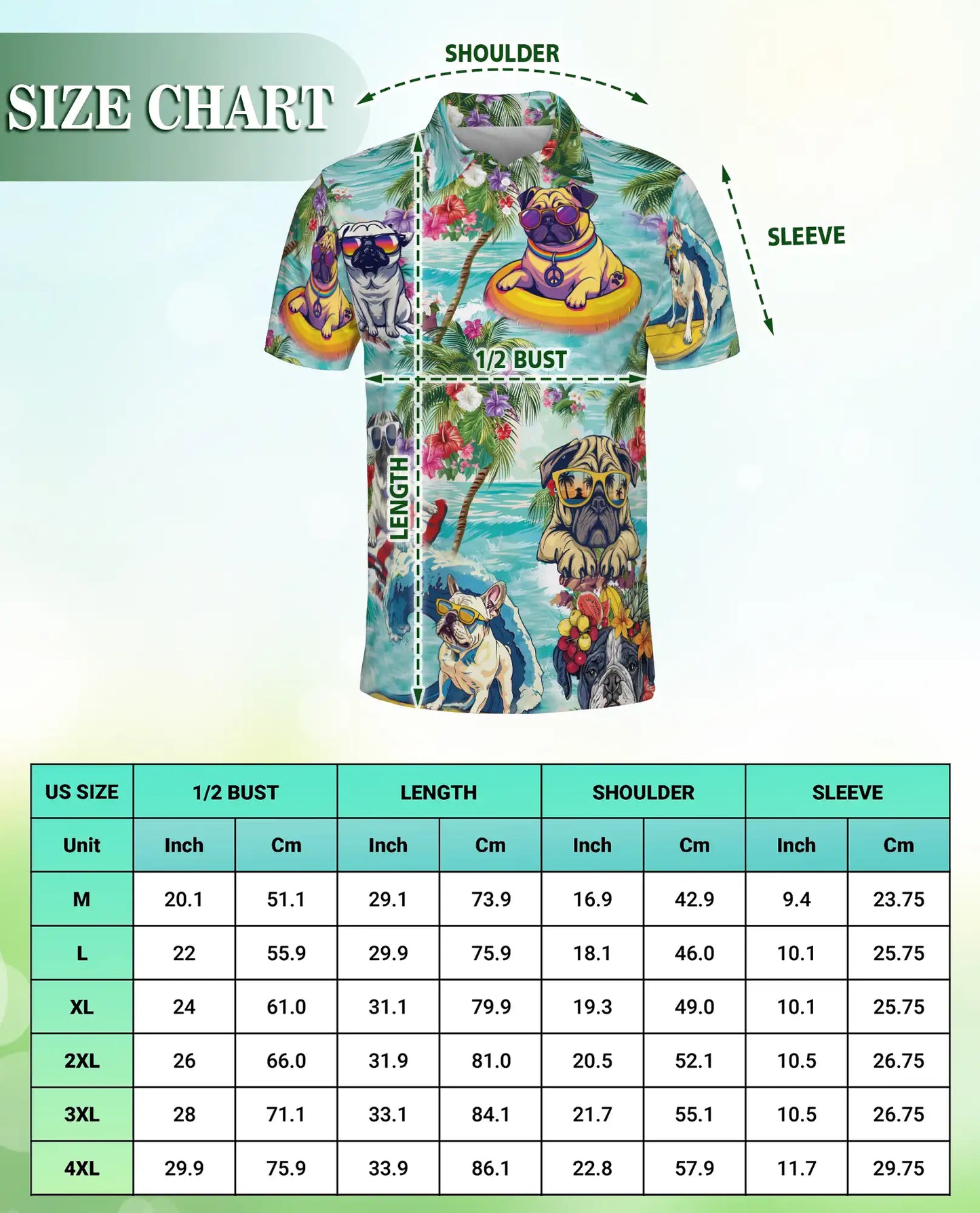 Funny Pug Beach Polo Shirt - Tropical Summer Dog Style | Netecom