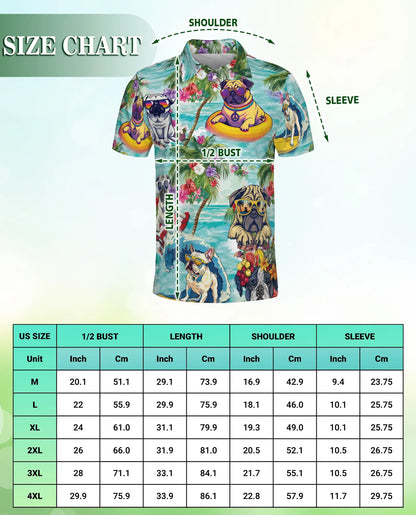 Funny Pug Beach Polo Shirt - Tropical Summer Dog Style | Netecom