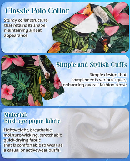Holstein Cow Tropical Polo Shirt - Hawaiian Farm Animal Floral Design | Netecom