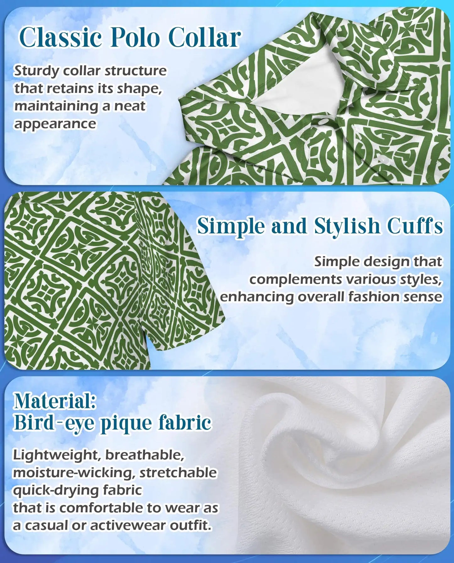 Green Geometric 3D Polo Shirt for Men – Summer Casual | Netecom