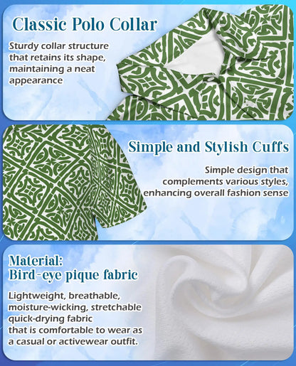 Green Geometric 3D Polo Shirt for Men – Summer Casual | Netecom