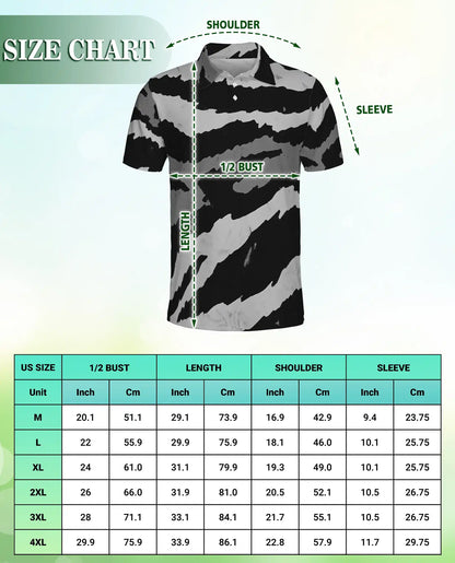 Black White Abstract 3D Polo Shirt for Men – Modern Brushstroke Style | Netecom