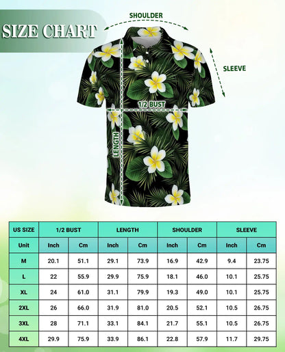 Tropical Plumeria Floral Polo Shirt for Men- Palm Leaf  Shirt | Netecom