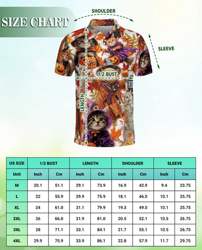 Halloween Kittens Polo Shirt for Men – Cute Cat Costume Print | Netecom
