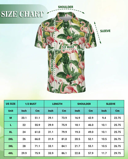 Pink Flamingo Tropical Hawaiian Polo Shirt for Men | Netecom