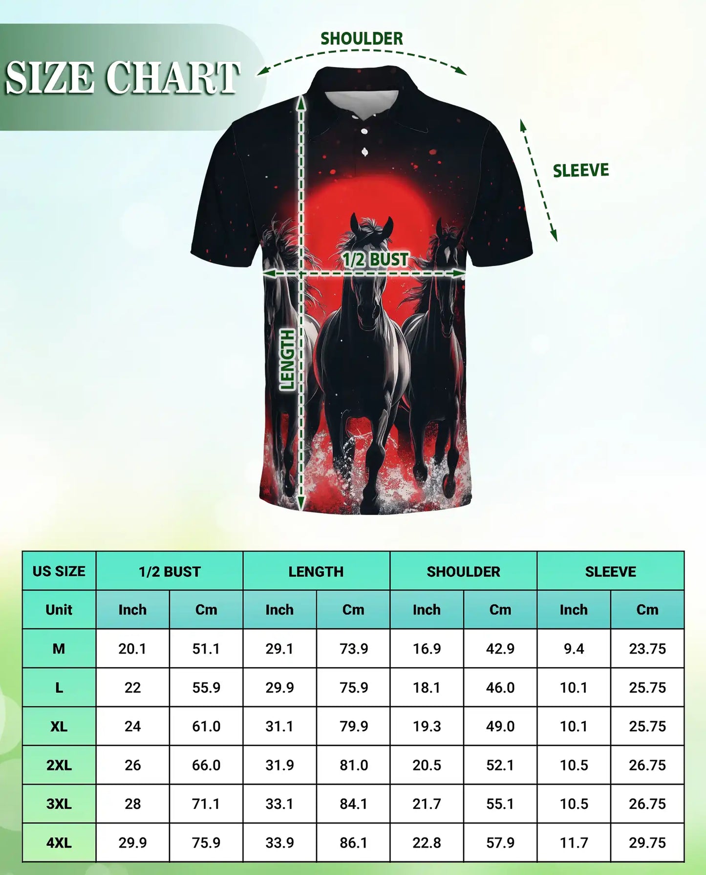 Black Running Horses Polo Shirt - Wild Stallion Midnight Style | Netecom