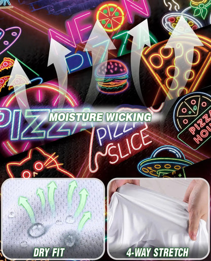Retro Neon Pizza Sign Pattern Sleeveless Polo Shirt for Women | Netecom