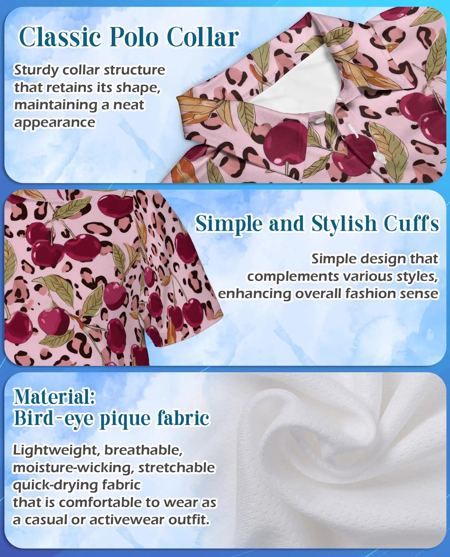 Cherry Leopard Polo Shirt for Men – Trendy Fruit Style | Netecom