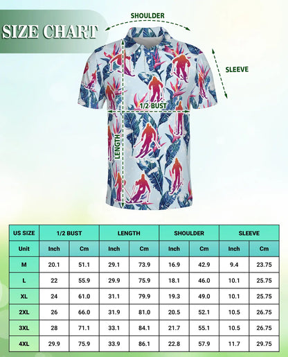 Tropical Skiing 3D Polo Shirt for Men – Floral Winter Sports Style | Netecom
