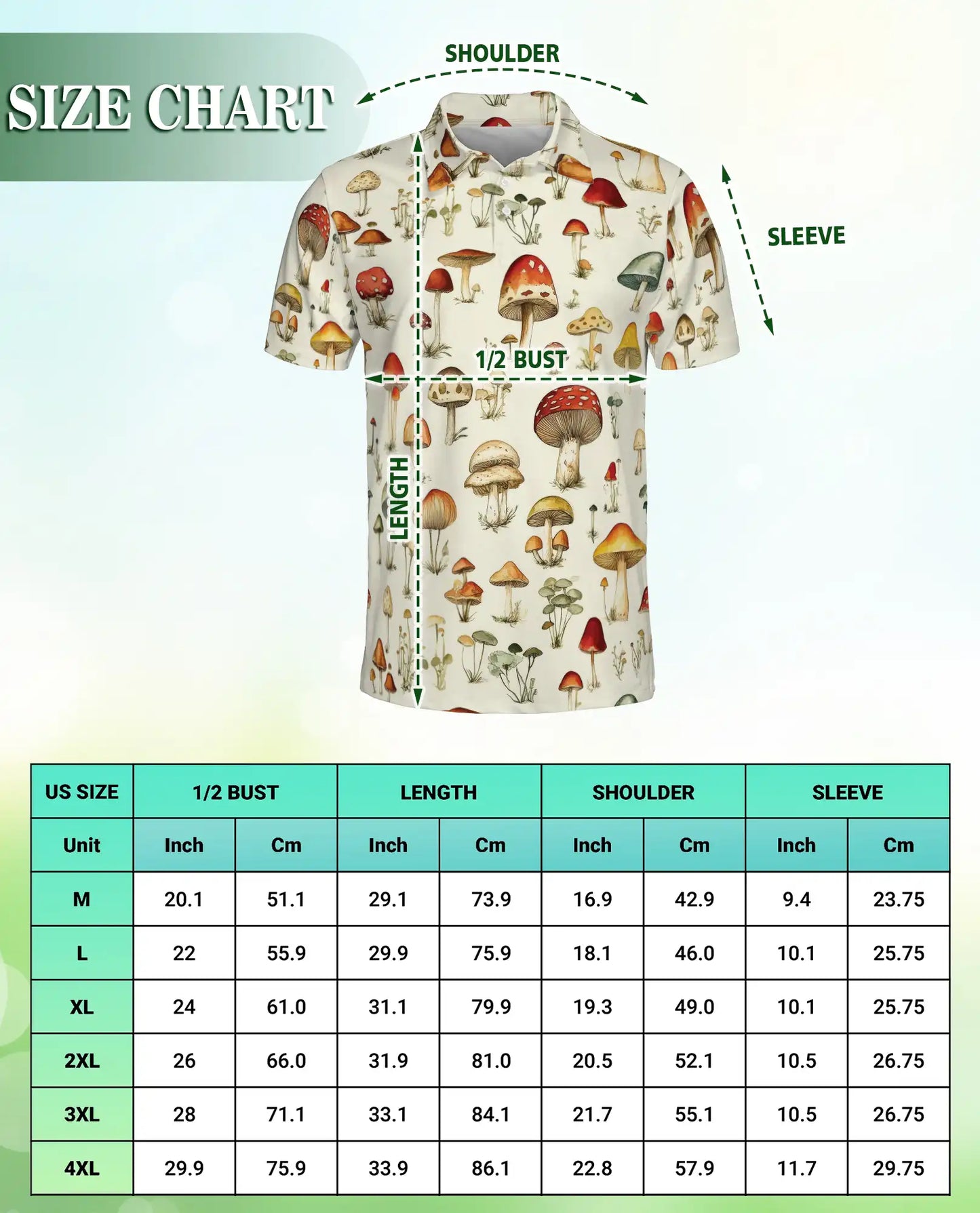 Mushroom Botanical Polo Shirt – Vintage Nature Print | Netecom