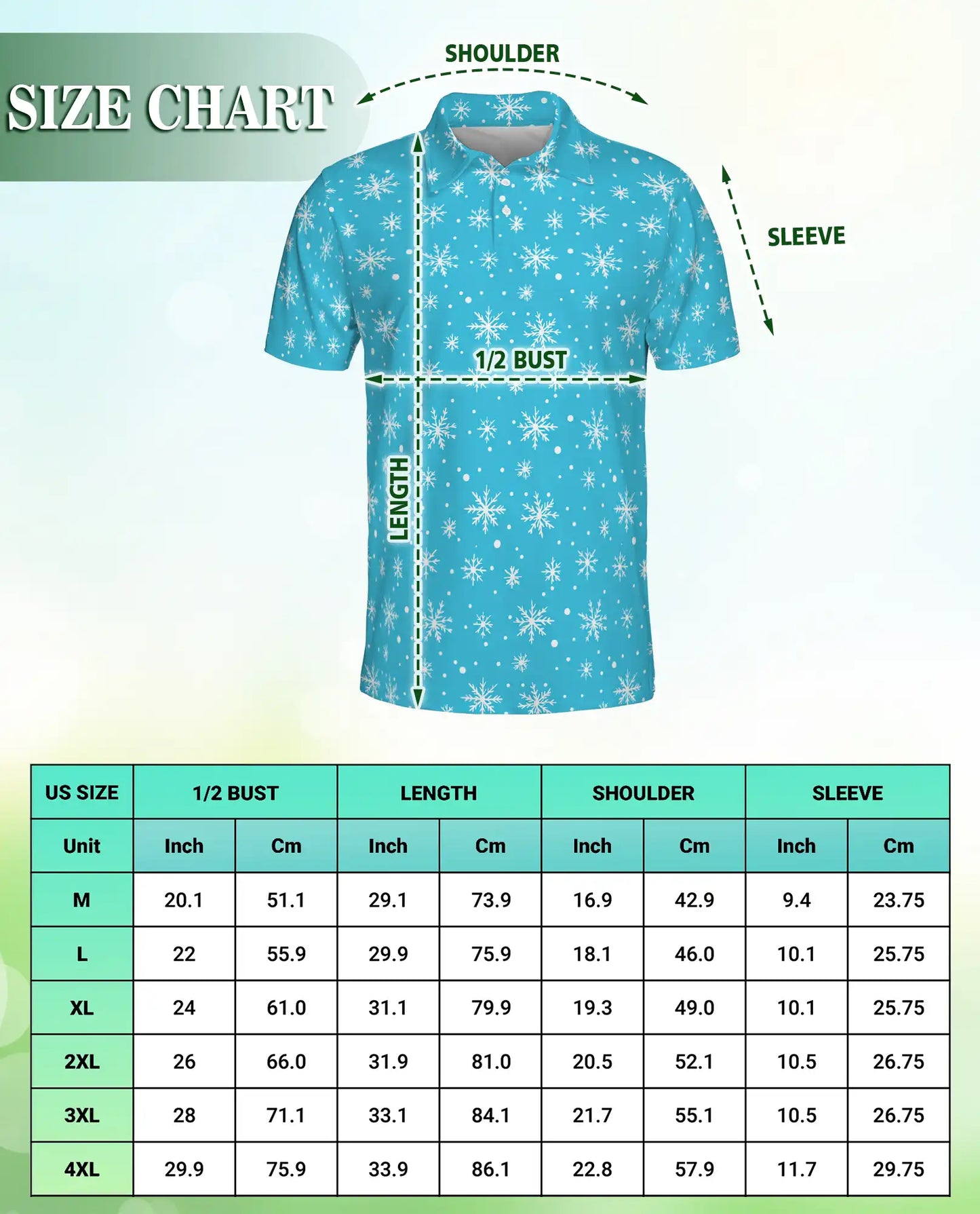 Blue Snowflake 3D Polo Shirt for Men – Minimal Winter Holiday Style | Netecom