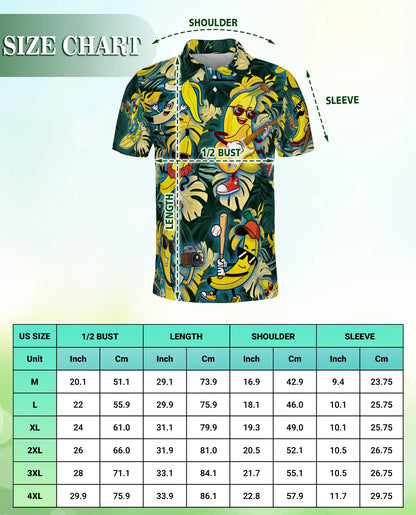 Tropical Banana Party-Polo Shirt Fun Cartoon Fruit Print | Netecom