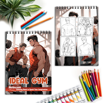 Ideal Gym Spiral Bound Coloring Book, Embrace the Journey to Self-Confidence with 30 Inspiring Pages, Where Love and Fitness Flourish.