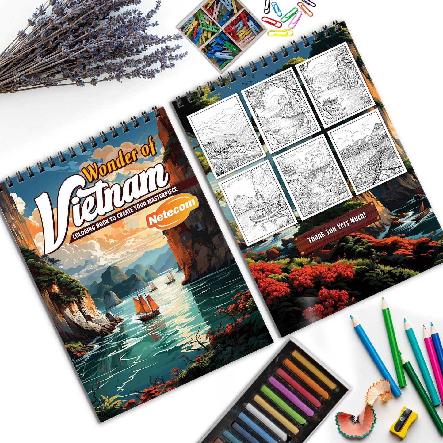 VietNam Spiral Bound Coloring Book, Explore Vietnam's Beauty and Culture in Color, Perfect for Travel Enthusiasts and Lovers of Vietnamese Scenery