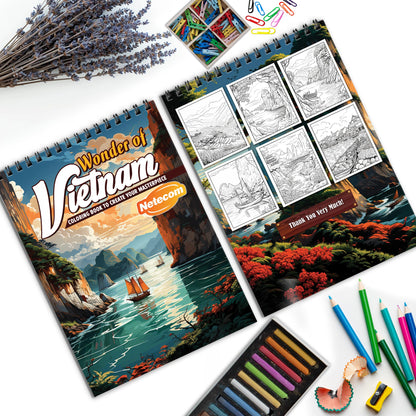 VietNam Spiral Bound Coloring Book, Explore Vietnam's Beauty and Culture in Color, Perfect for Travel Enthusiasts and Lovers of Vietnamese Scenery