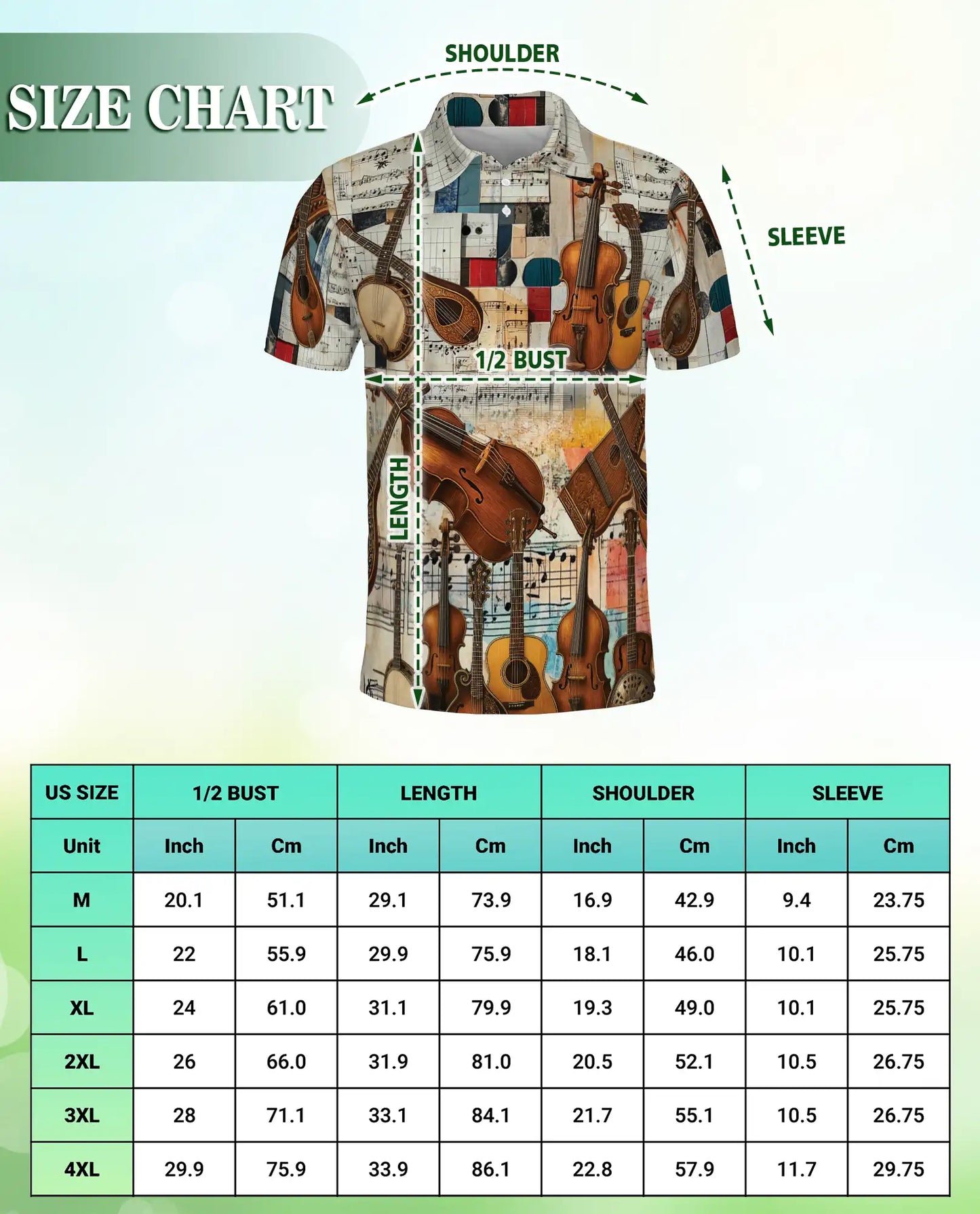 Vintage Music Polo Shirt – Instrument Collage Print | Netecom