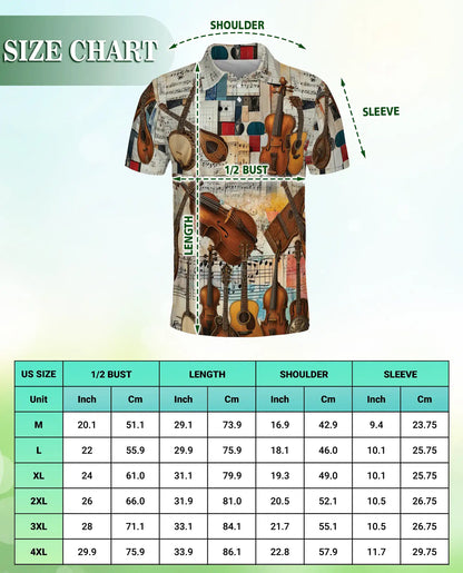 Vintage Music Polo Shirt – Instrument Collage Print | Netecom