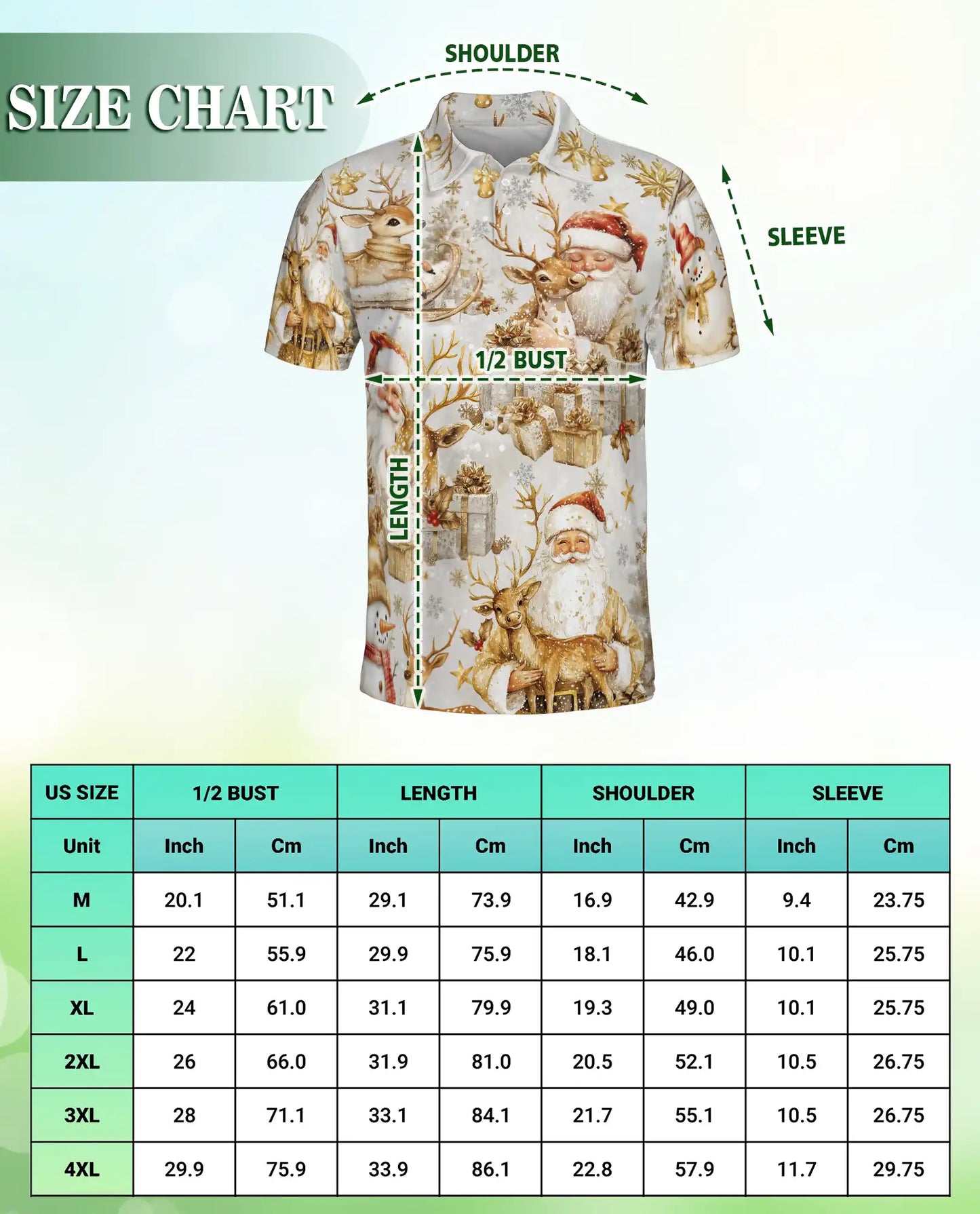 Elegant Santa Reindeer 3D Polo Shirt for Men – Luxury Christmas Holiday Style | Netecom