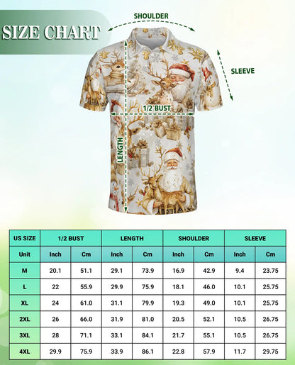 Elegant Santa Reindeer 3D Polo Shirt for Men – Luxury Christmas Holiday Style | Netecom