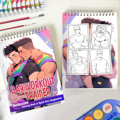 Gay Workout Trainer Spiral Bound Coloring Book: Embrace the Journey to Self-Confidence with 30 Inspiring Pages, Where Love and Fitness Thrive.