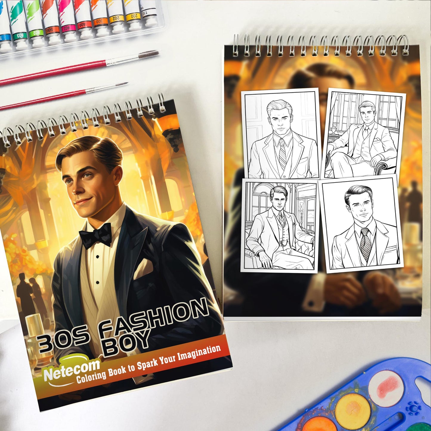 30s Fashion Boy Spiral Bound Coloring Book, Indulge in 30 Dashing Coloring Pages, Fostering Focus and Imagination in the World of Fashionable Boys