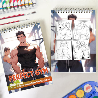 Perfect Gym Spiral Bound Coloring Book, Unleash Your Creativity in a Gym Setting with 30 Empowering Pages of LGBTQ+ Gym Scenes.