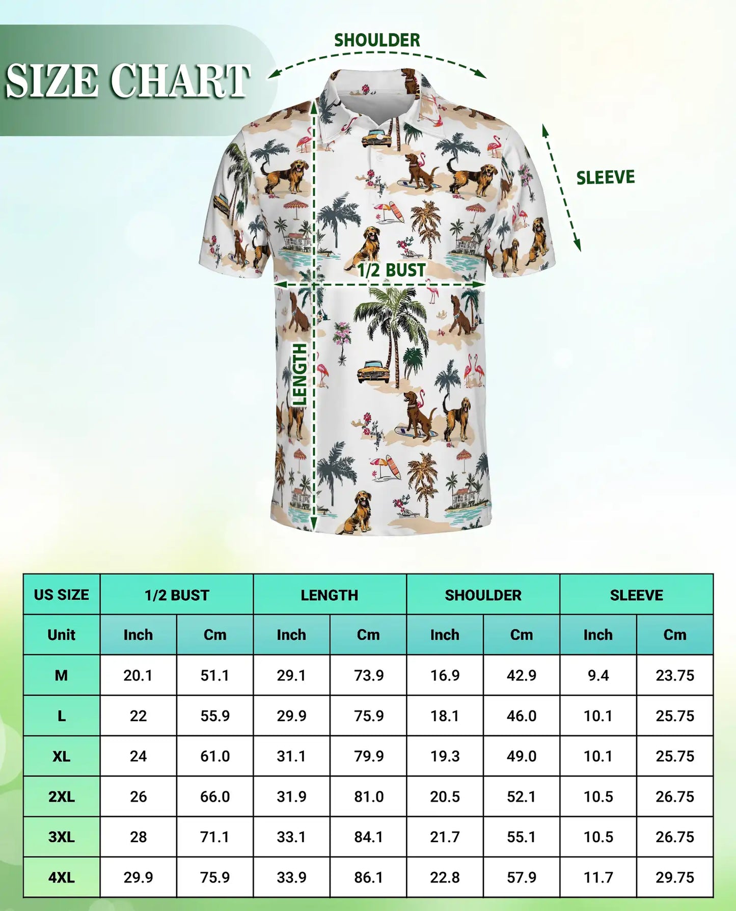 Golden Retriever Beach Polo Shirt – Tropical Island Print | Netecom