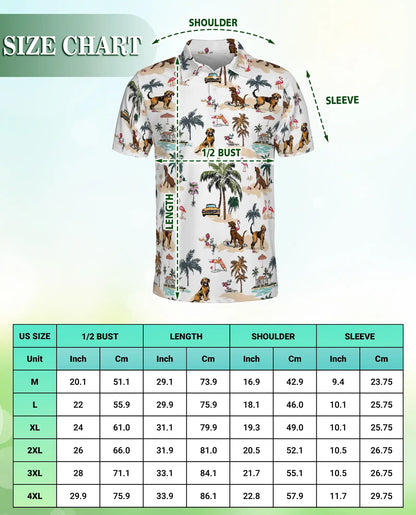 Golden Retriever Beach Polo Shirt – Tropical Island Print | Netecom