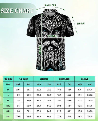 Nordic Viking Warrior 3D Polo Shirt for Men – Celtic Norse Mythology Style | Netecom
