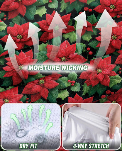 Red Poinsettia Pattern Sleeveless Polo Shirt for Women| Netecom