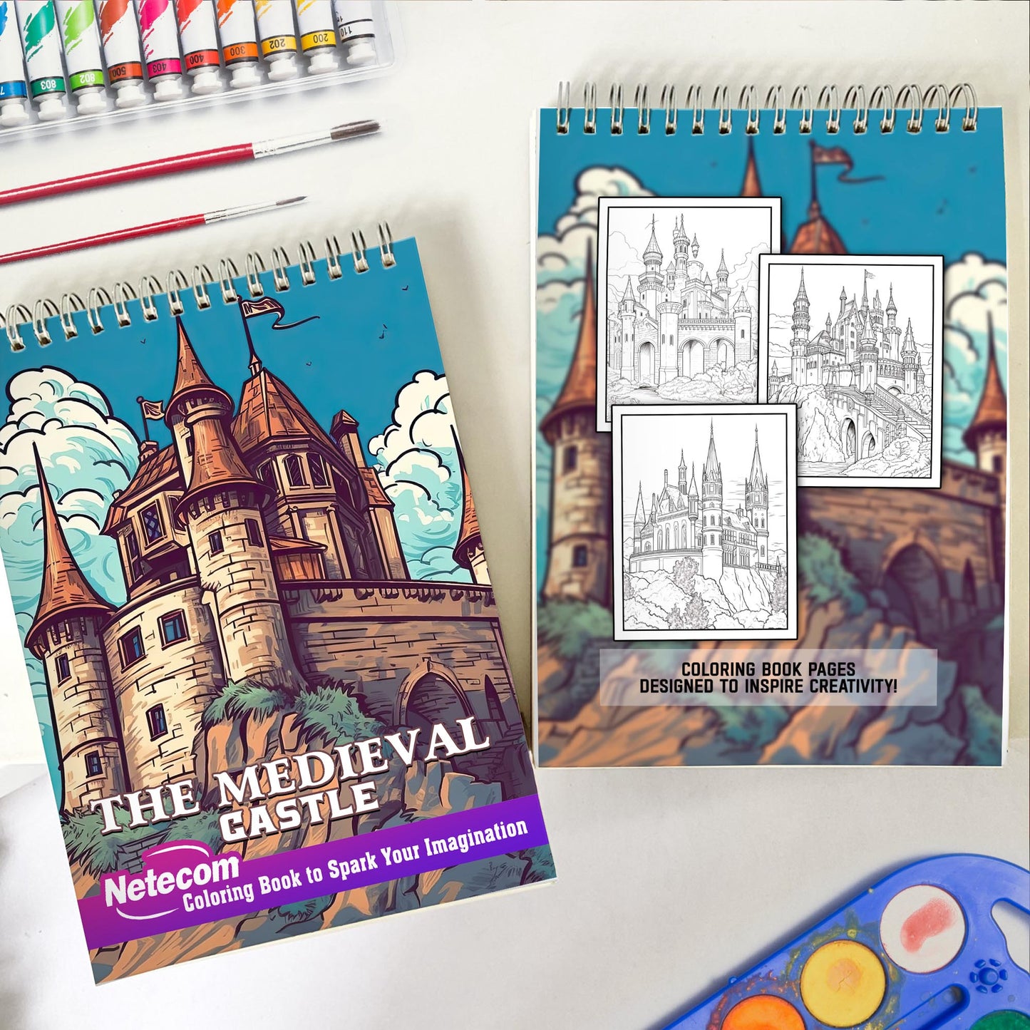 The Medieval Castle Spiral Bound Coloring Book, Delve into 30 Intricate Coloring Pages, Unveiling the Architectural Marvels and Imposing Structures of Medieval Castles