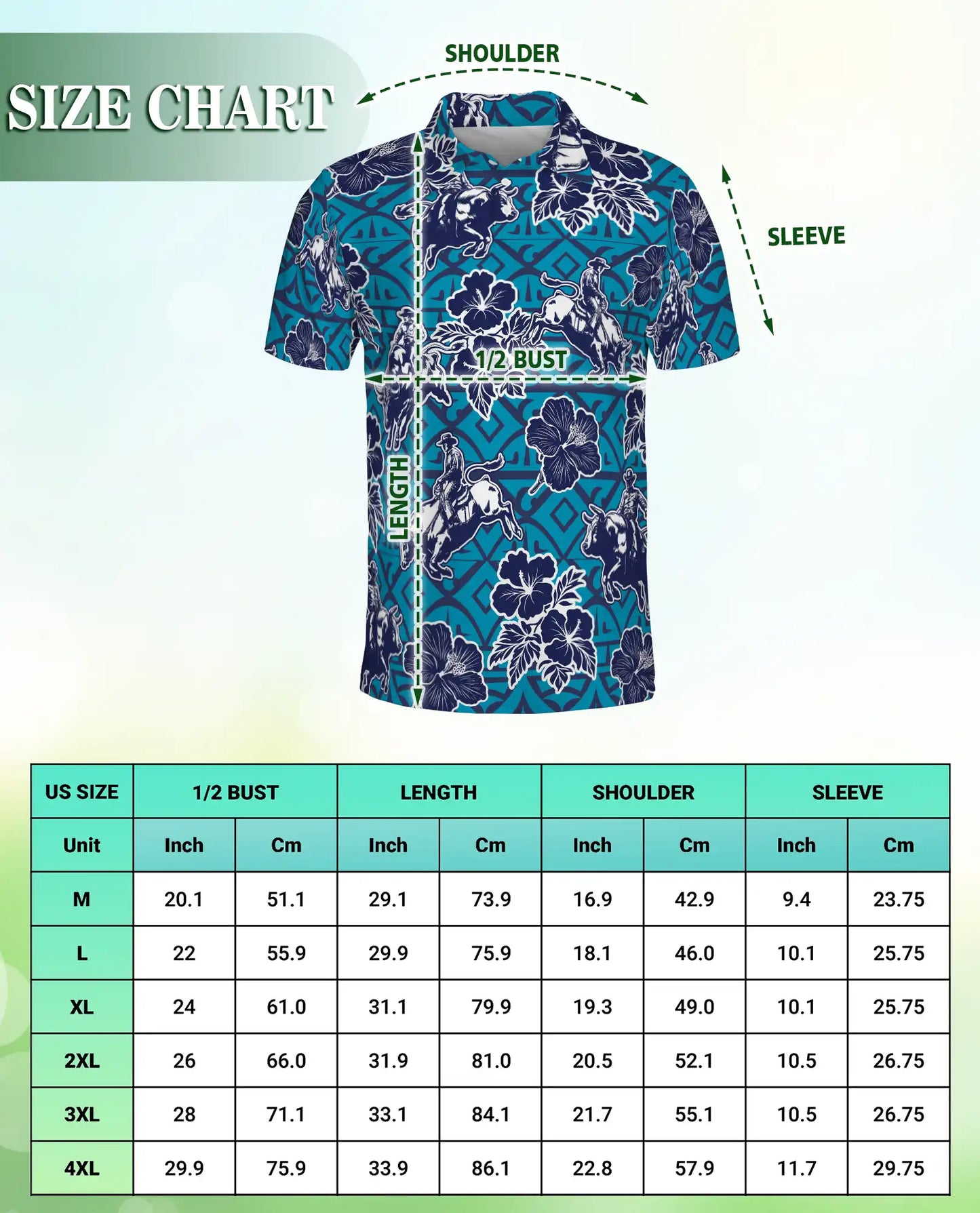 Cowboy Rodeo Polo Shirt – Blue Western Floral Print | Netecom