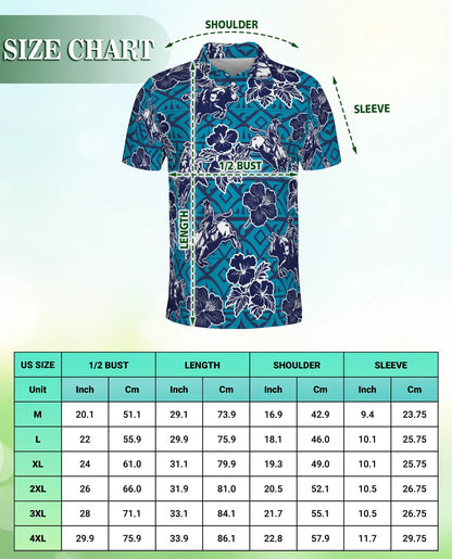 Cowboy Rodeo Polo Shirt – Blue Western Floral Print | Netecom