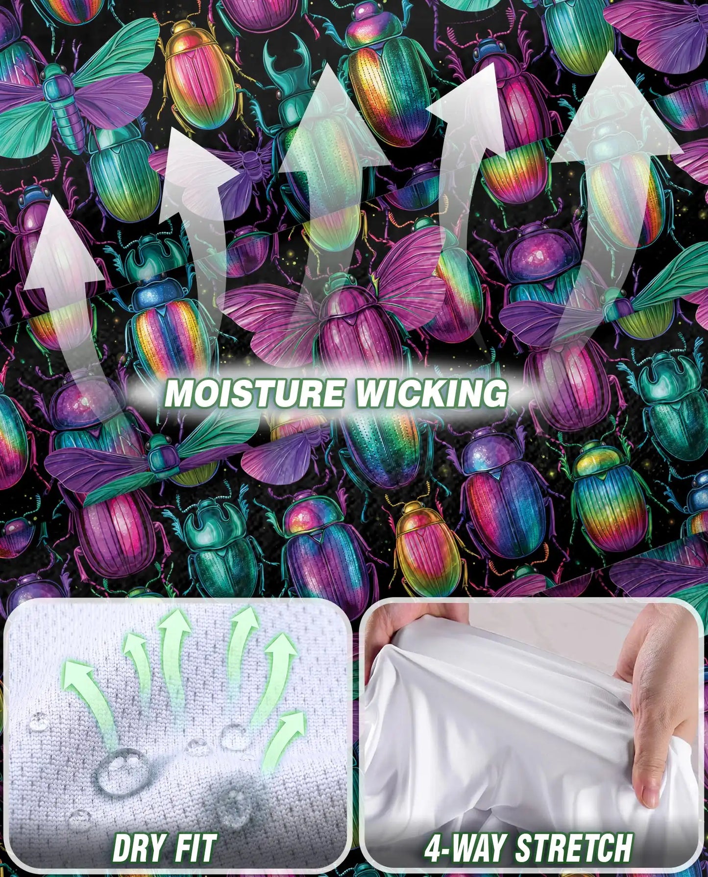 Iridescent Beetle Pattern Sleeveless Polo Shirt for Women  | Netecom