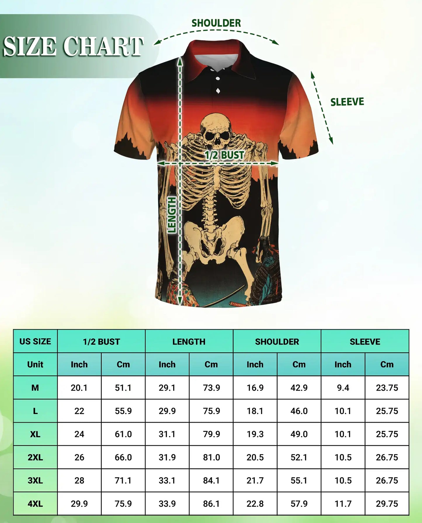 Skeleton Sunset Polo Shirt – Vintage Skull Print | Netecom