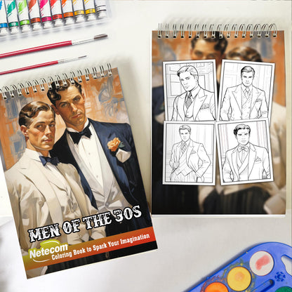 Men Of The 30s Spiral Bound Coloring Book, Discover Classic Elegance with 30 Enchanting Coloring Pages, Unleashing Your Creativity in the World of Men from the 1930s