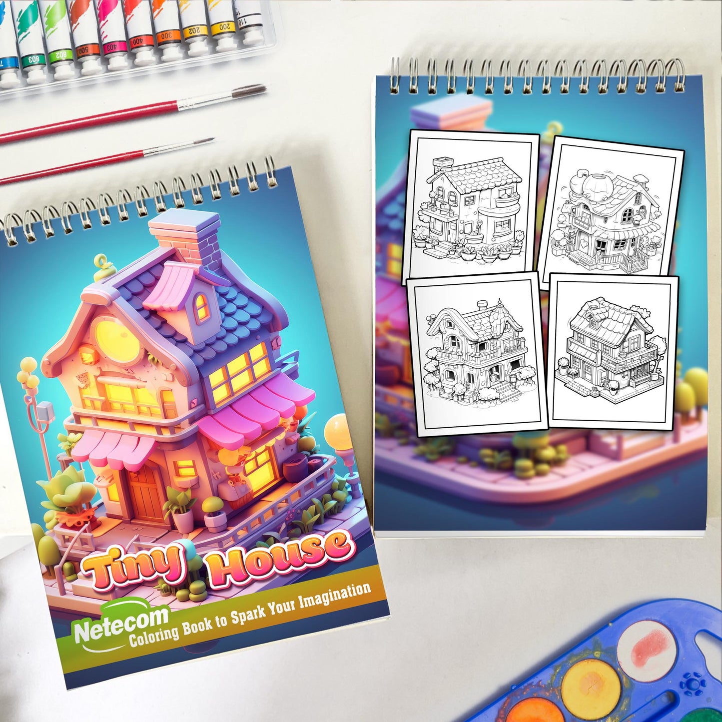 Tiny House Spiral Bound Coloring Book, Dive into the Tiny House Coloring Book with 30 Charming Illustrations to Customize