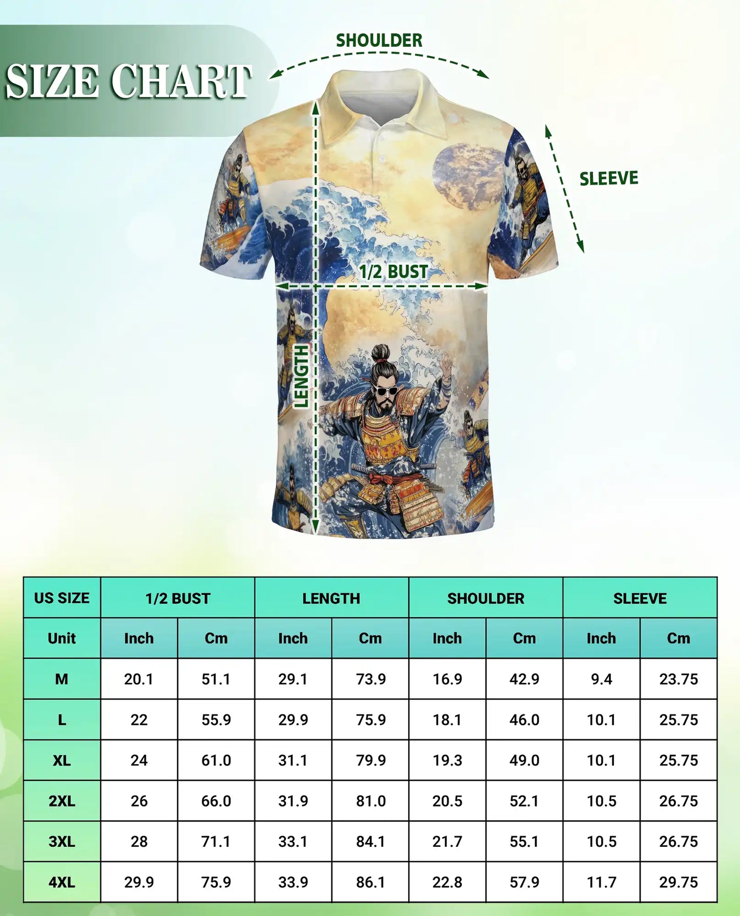 Japanese Samurai Wave 3D Polo Shirt for Men – Great Ocean Warrior Art Style | Netecom