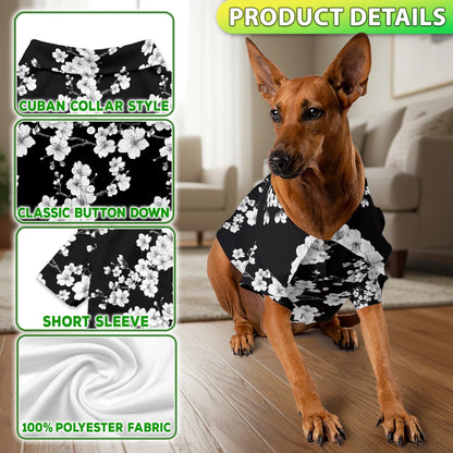 Sakura Cherry Blossom Floral Print Hawaii Dog and Owner Japanese Matching Button Shirts