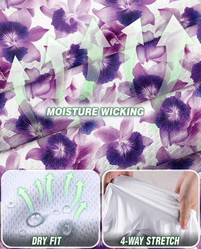 Purple Orchid Flower Sleeveless Polo Shirt for Women – Elegant Floral Style | Netecom