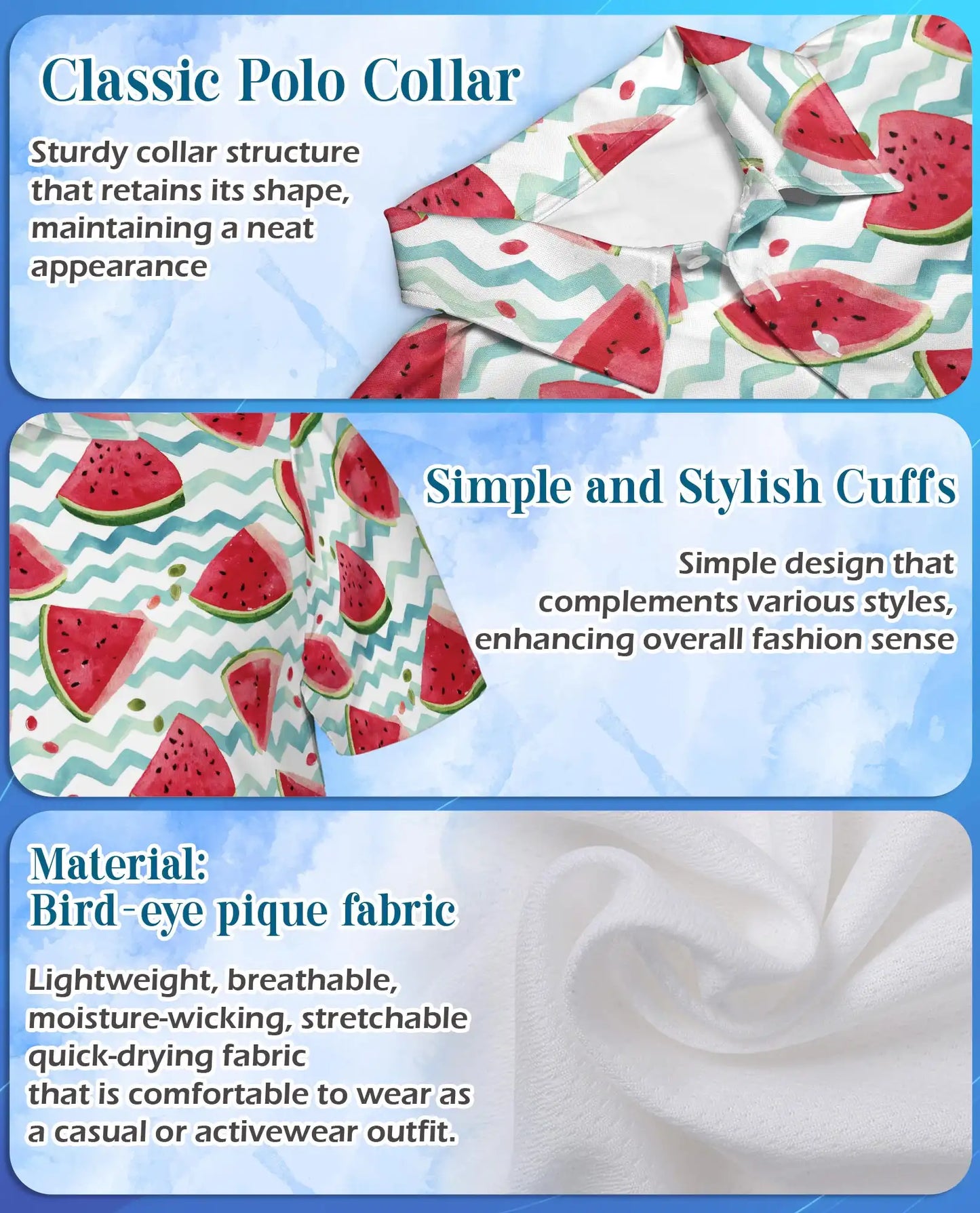 Watermelon Polo Shirt - Summer Fruit Beach Vibes Style | Netecom